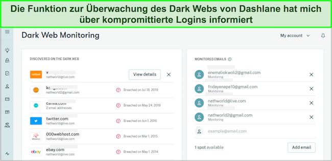 Dashlane beh&auml;lt Datenschutzverletzungen im Dark Web im Auge