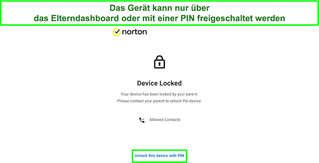 Screenshot von Ger&auml;ten mit PIN blockieren