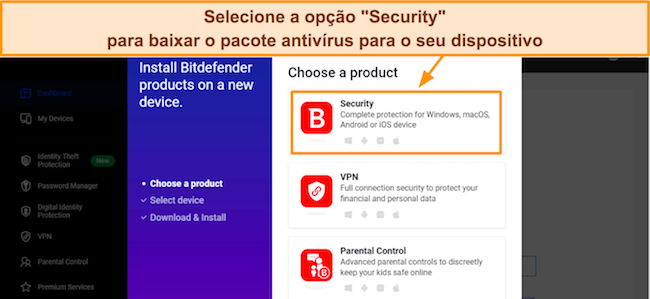 Captura de tela do processo de cria&ccedil;&atilde;o de conta do Bitdefender