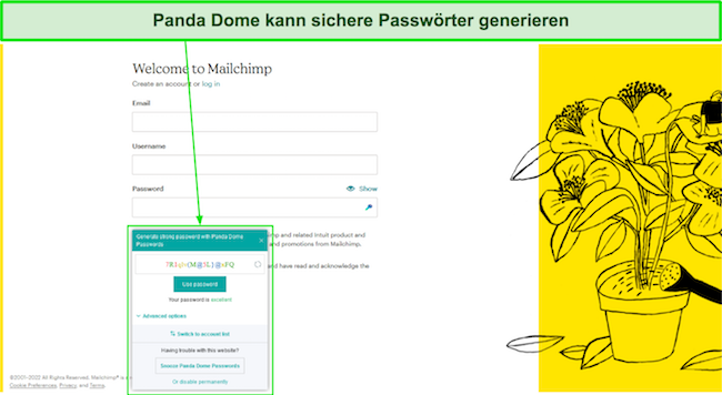 Sie k&ouml;nnen die L&auml;nge des Passworts und die Zeichentypen ausw&auml;hlen