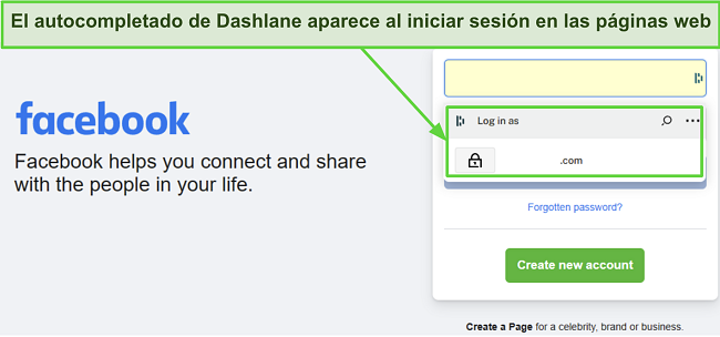 Captura de pantalla mostrando la funci&oacute;n de autocompletar de Dashlane