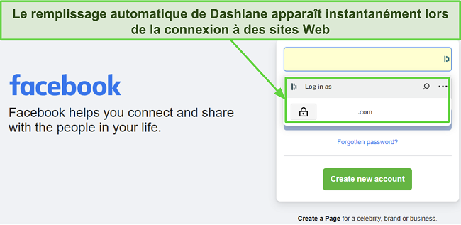 Capture d'&eacute;cran montrant la fonction de remplissage automatique de Dashlane