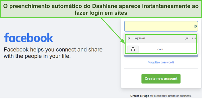 Captura de tela mostrando a funcionalidade de preenchimento autom&aacute;tico do Dashlane