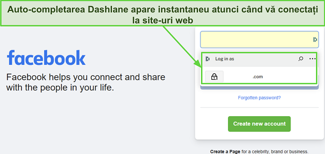Captură de ecran arăt&acirc;nd funcția de auto-completare a Dashlane