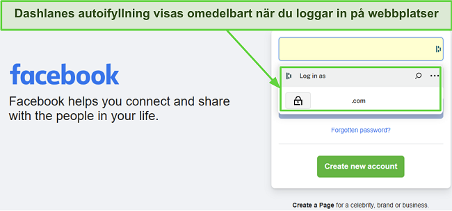 Sk&auml;rmbild som visar Dashlanes autofyllnadsfunktion