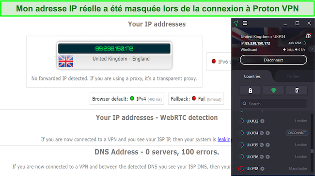 Proton VPN cache en toute s&eacute;curit&eacute; votre adresse IP sur n'importe lequel de ses serveurs.