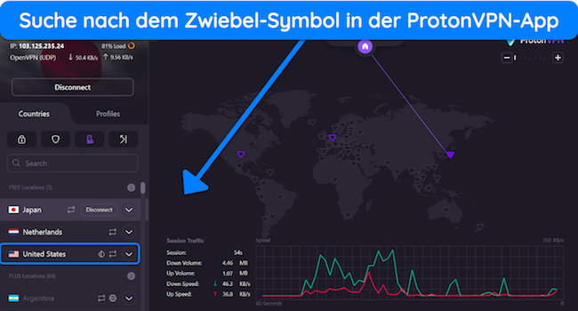 ProtonVPN stellt kostenlosen Benutzern sogar Onion-Over-VPN-Server zur Verf&uuml;gung