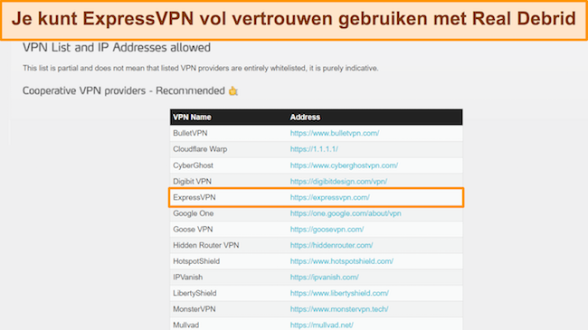 Schermafbeelding die het installatieproces van Real Debrid op Kodi illustreert, vergezeld van een lijst met co&ouml;peratieve VPN's voor bijgewerkte instellingen