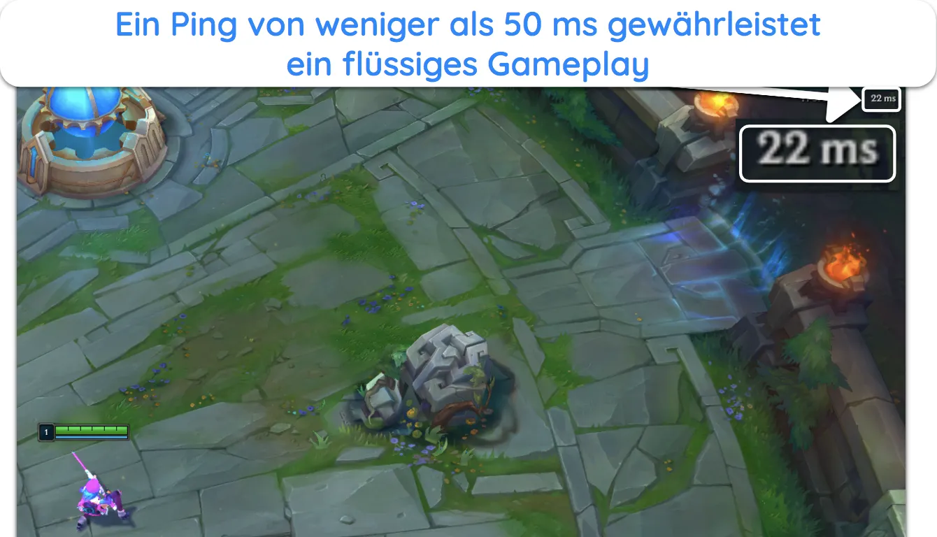 Screenshot, der hervorhebt, welcher Ping zu Verz&ouml;gerungen in Online-Spielen f&uuml;hrt.