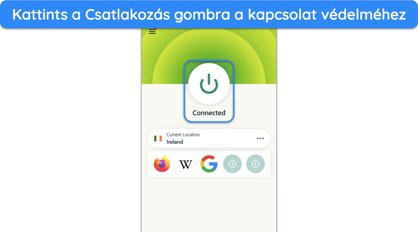 K&eacute;pernyők&eacute;p az ExpressVPN-hez val&oacute; csatlakoz&aacute;sr&oacute;l.
