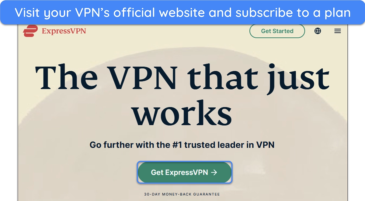 Image of ExpressVPN's website homepage, highlighting the