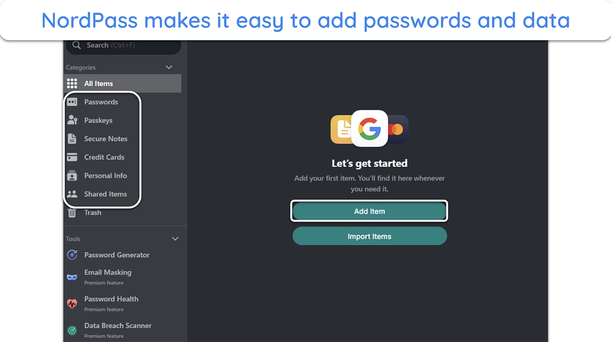 image of NordPass' web app.