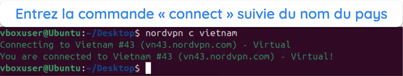 Capture d'&eacute;cran montrant comment voir tous les pays de serveurs NordVPN disponibles sous Linux.