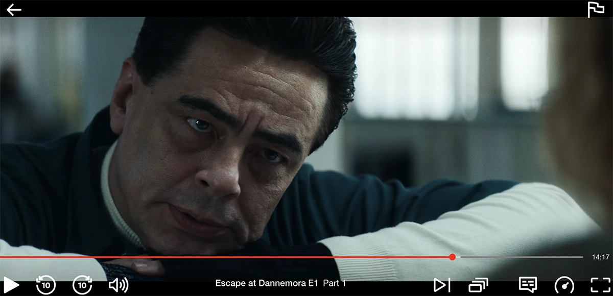 Screenshot of Escape at Dannemora's episode 1 streaming on Netflix US