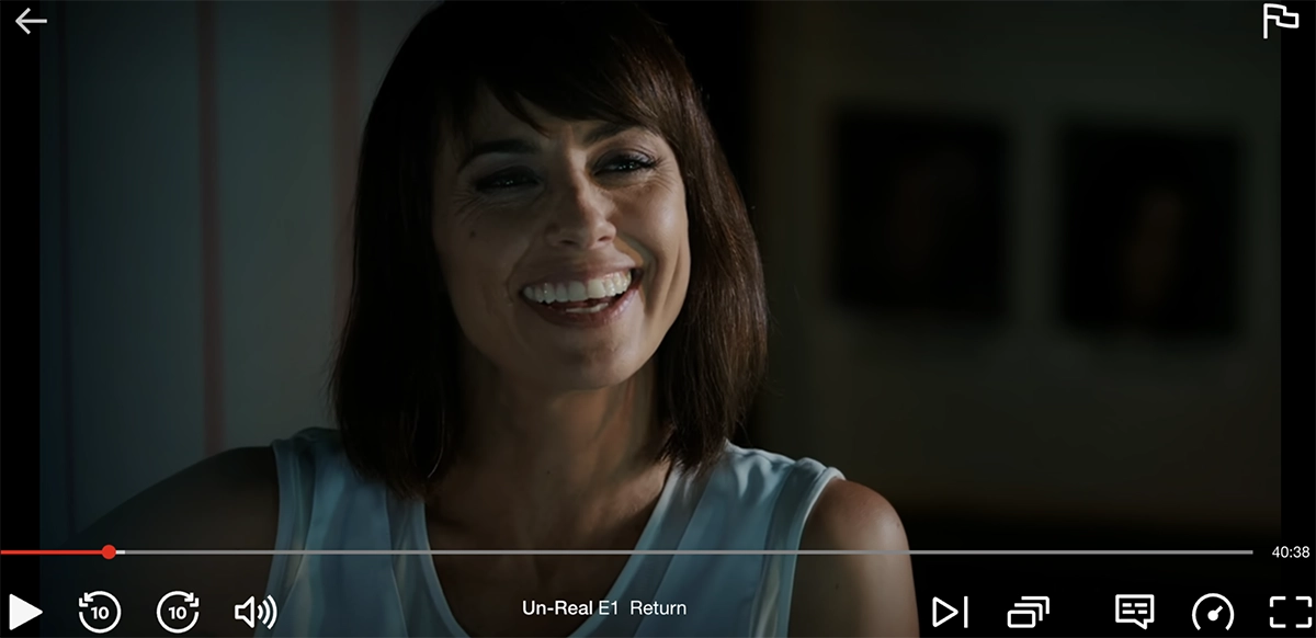 Screenshot of Un-Real's first episode streaming on Netflix US