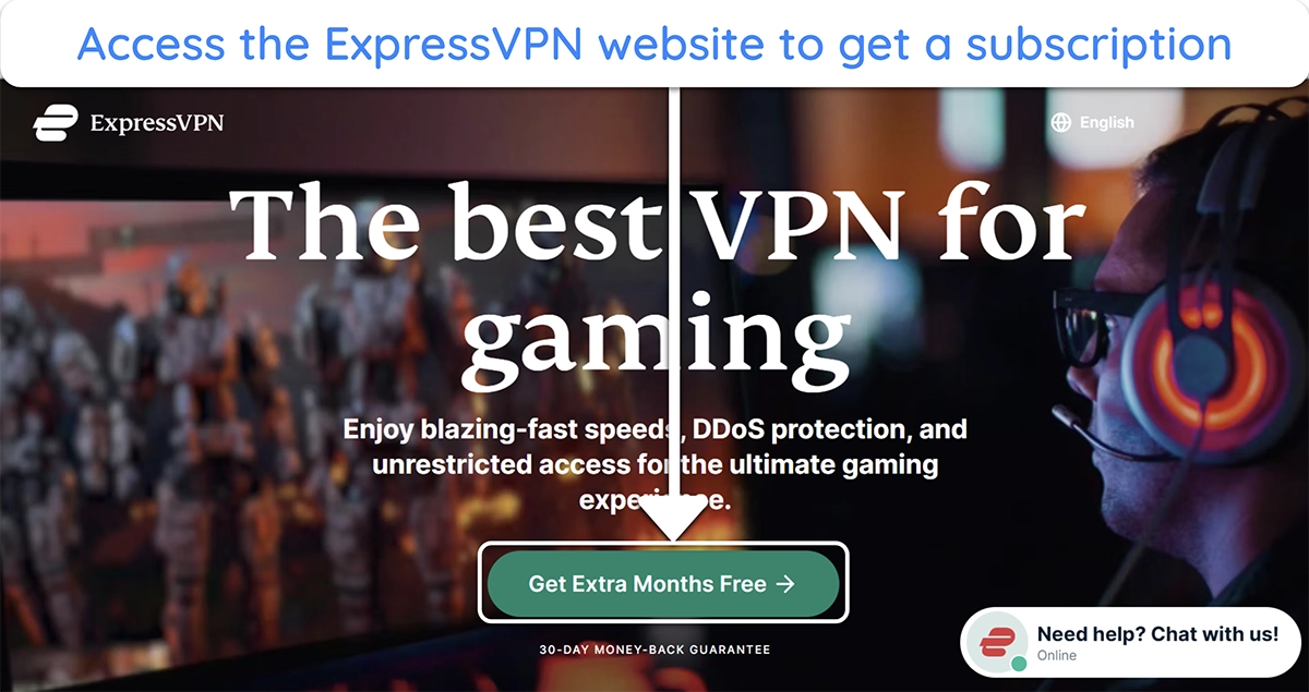 Screenshot showing how to get an ExpressVPN subscription through the official website