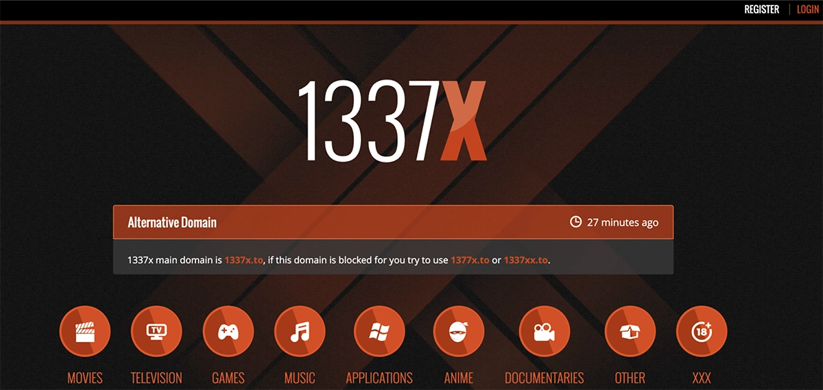 K&eacute;pernyők&eacute;p a 1337x kezdőlapj&aacute;r&oacute;l.