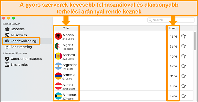 Pillanatk&eacute;p a Let&ouml;lt&eacute;s f&uuml;lről a CyberGhost Mac alkalmaz&aacute;sban