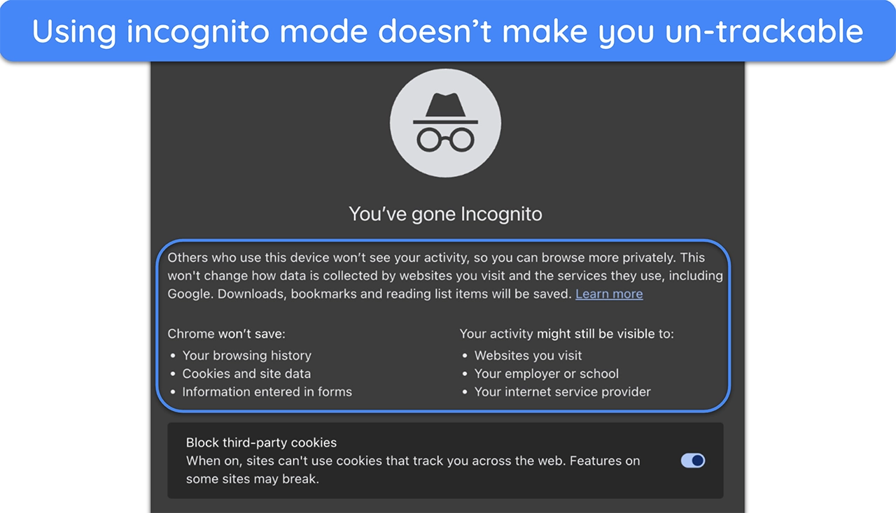 Screenshot of Google Chrome's incognito mode interface